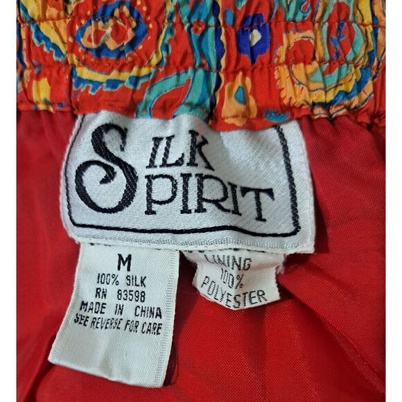 Vintage Silk Spirit Womens Medium 100% Silk  Paisley Maxi Skirt Pockets Orange - Picture 6 of 9